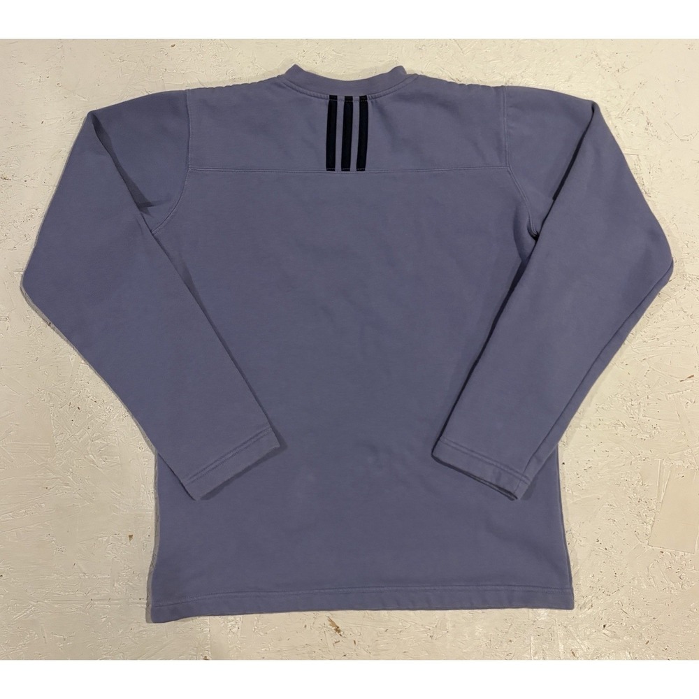 Vintage 90s Adidas Logo Sweater Youth XL Womens S Purple V Neck Sweatshirt - Picture 11 of 11
